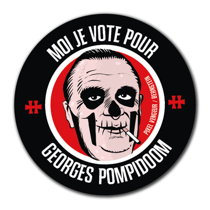 Goodie "Georges Pompidoom" (sticker, badge, décapsuleur)