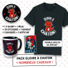 Pack "Gloire à Chaton !" (t-shirt, mug, sticker, badges, magnet)